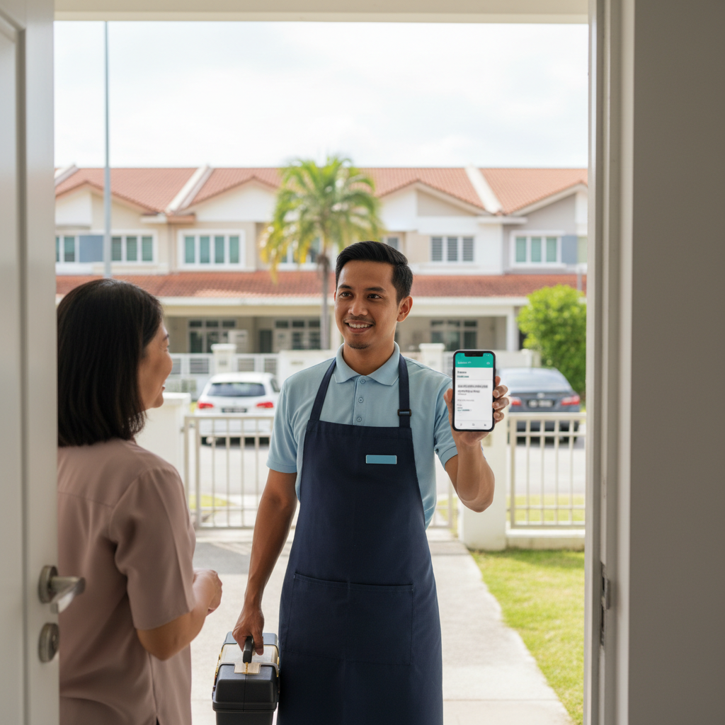 Ilustrasi Perniagaan Mobile menggunakan TempahKu untuk pengurusan booking